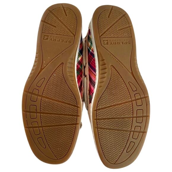 Sperry TopSider Pink Blue Plaid Tartan Angelfish Slip On Boat Shoes Size 8.5 - Picture 6 of 6